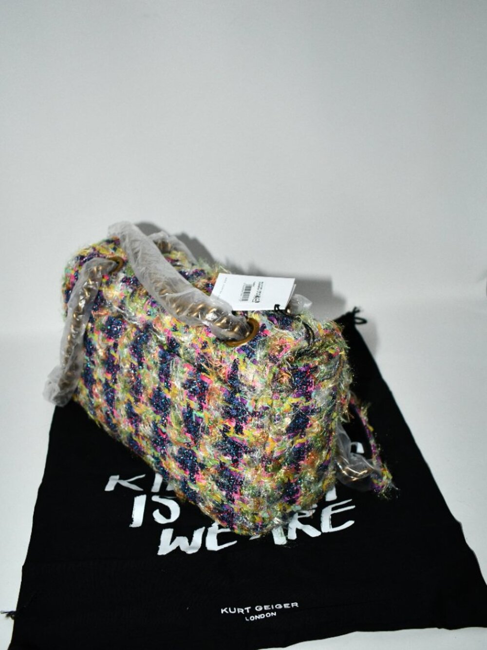 Kurt Geiger Kensington Tweed Flap Shoulder Bag in Multi #5382869609 NWT - Picture 6 of 8